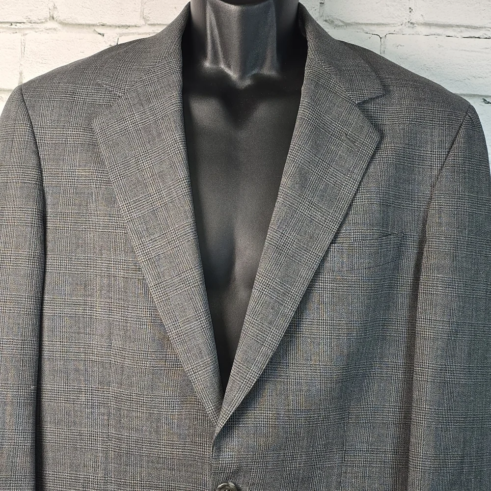 BROOKS BROTHERS 100% WOOL GRAY PLAID BLAZER SUIT COAT MENS 37R